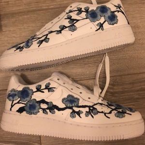 Nike Air Force 1 in Blue Blossoms by Dripcreationz